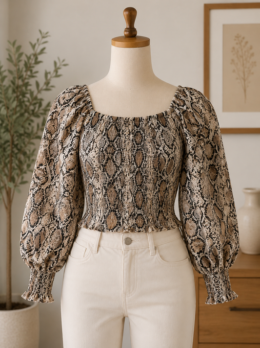 snake print blouse